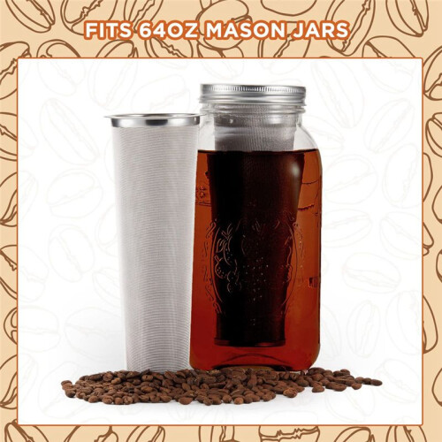 3PCS Cold Brew Kaffeefilter Edelstahlfilter Kaffee-Tee-Ei Kaffeesieb Masons Einmachglas-Netzfilter 2