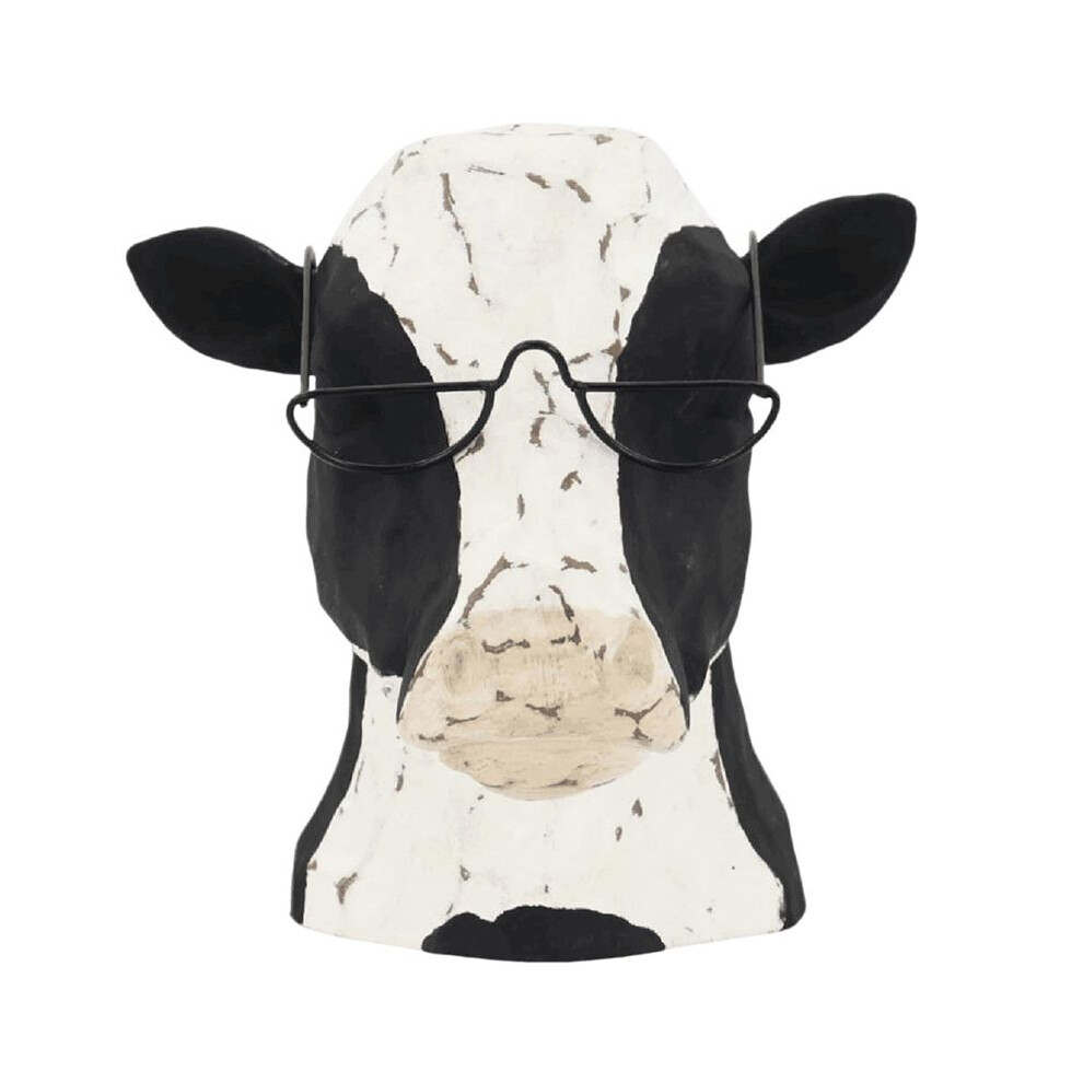 Animal Glasses Stand Wooden Bull Eyeglass Holder,Cow Wearing Glasses Statues, Cow Shaped Glasses Display Stand 6031602083942