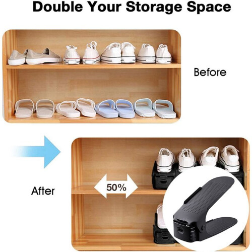 Shoe Slots Organizer, Adjustable Shoe Stacker Space Saver, Double Deck Shoe Rack Holder for Closet Organization 2