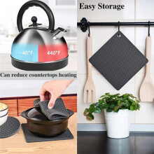 Lot de 8 Tapis en Silicone Gris Foncé, Coussinets de Pot en Silicone pour RéSistant à la Chaleur, AntidéRapant, Facile à Laver et à SéCher