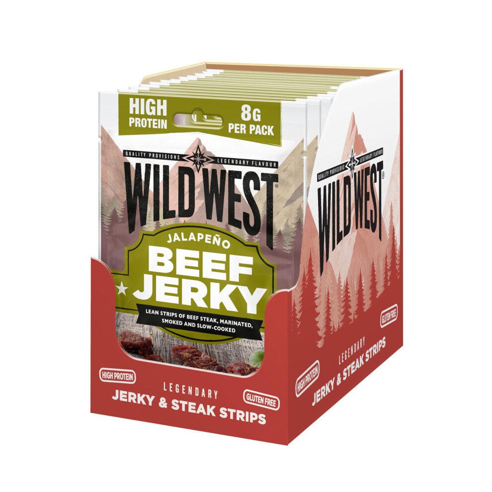 Wild West Jalapeno Beef Jerky 12 25G – High Protein Gluten Free Snack – N