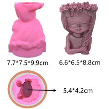 Silikonform 3D SöT Flicka Blomkrukaform DIY-Handgjorda Hantverk Gipsljus Kristall Epoxihartsform för Inredning