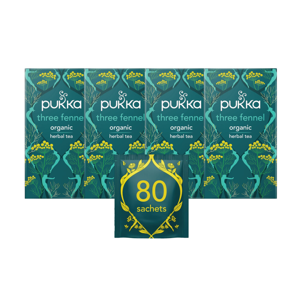 Pukka Herbs Three Fennel Organic Herbal Tea Box Sweet Wild Fennel Seeds
