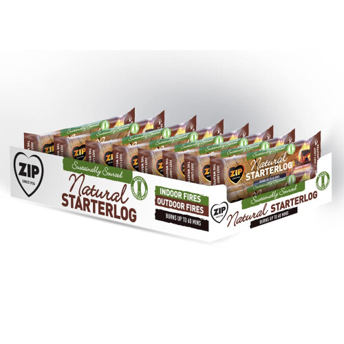 ZIP Natural Starter Log 16 Pack Individually Wrapped Smokeless Instant Ligh