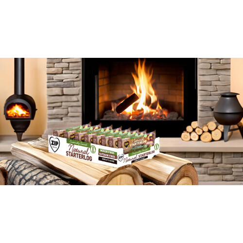 ZIP Natural Starter Log 16 Pack Individually Wrapped Smokeless Instant Ligh 2