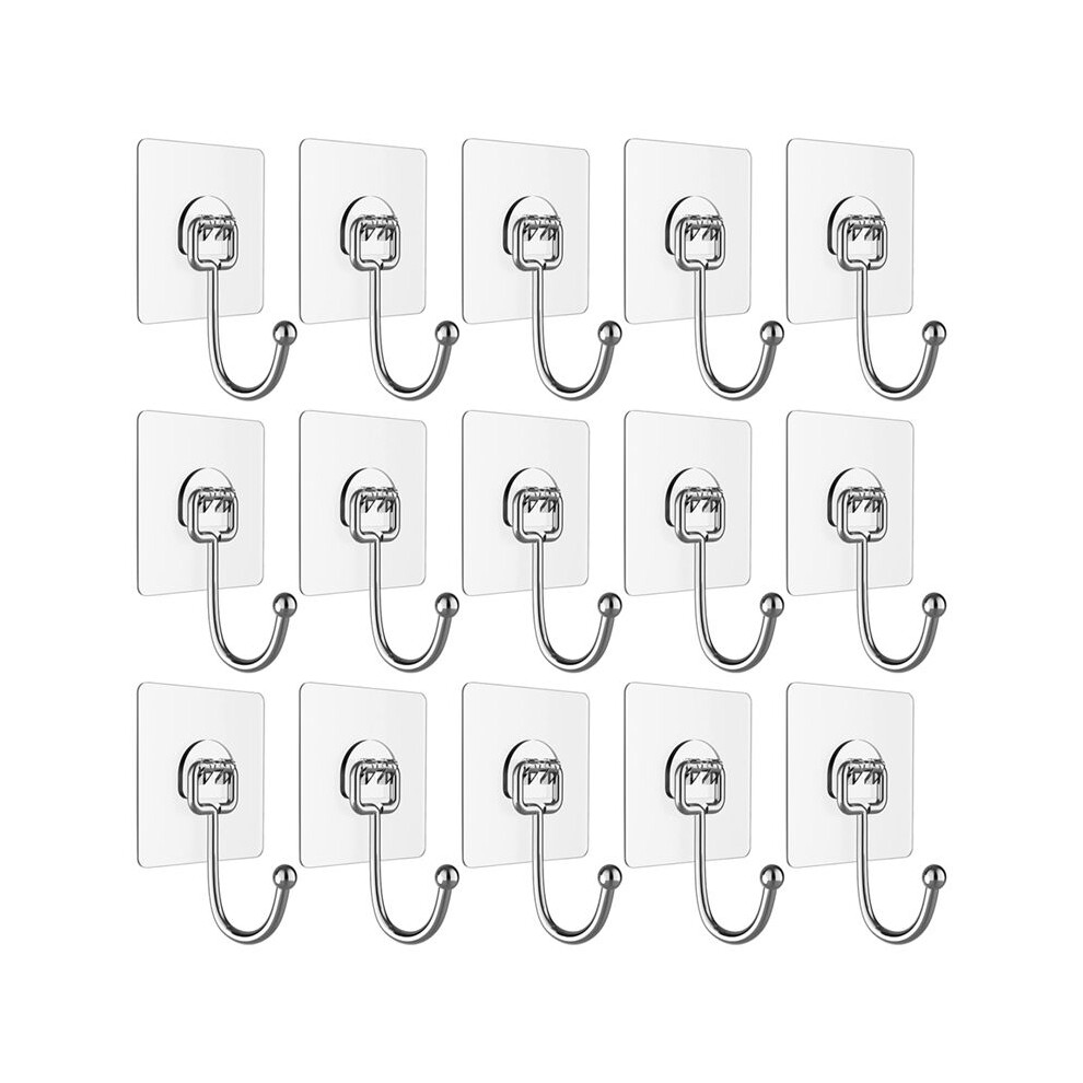 Adhesive Hooks for Hanging Heavy Duty Wall Hooks Towel Hook, Waterproof Transparent Hooks for Bathroom Shower Kitchen