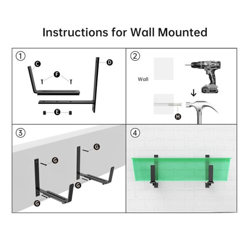 2PCS Adjustable Planter Box Brackets, Brackets for Window Boxes Planters Hanging Flower Box Holders, Heavy Duty Wall 1