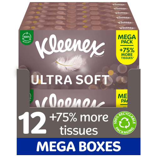 Kleenex Kleenex Ultra Soft Tissues Mega Pack  1344 Sheets 12 Boxes x 112 Sheets –