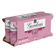 Gordons Premium Pink Distilled Gin  Tonic  5 vol  10 x 250ml Can  Ready to