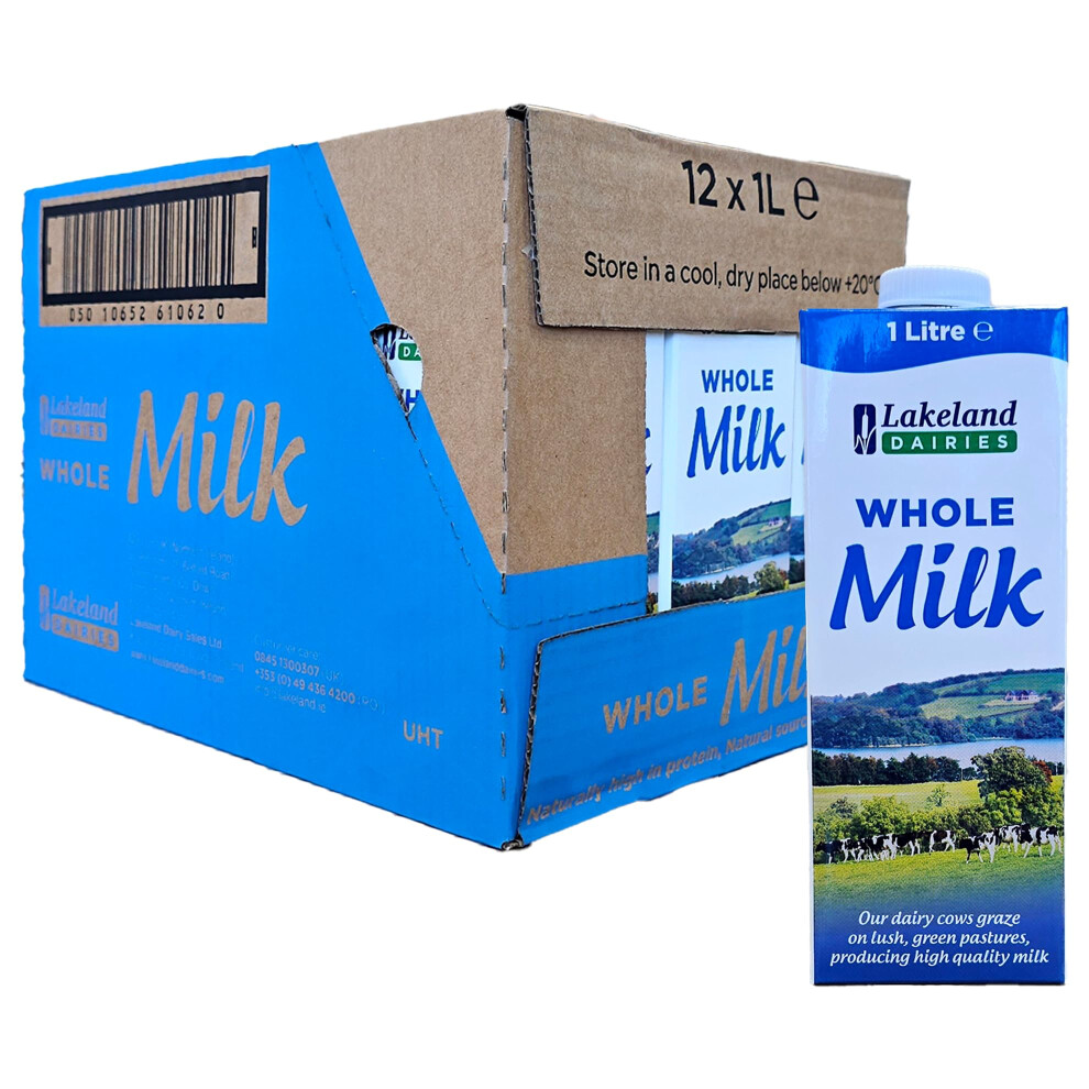Lakeland Dairies Long Life Whole Milk 1 Litre Cartons Pack Of 12