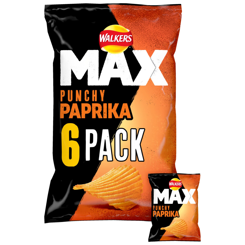 Walkers Max Punchy Paprika Multipack Crisps 6X27g