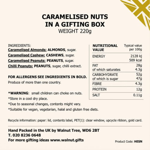 Walnut Tree HeartShaped Tin – Gourmet Caramelised Nuts Gift Sweet Assorted 1