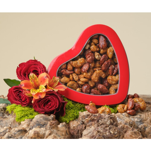 Walnut Tree HeartShaped Tin – Gourmet Caramelised Nuts Gift Sweet Assorted 2
