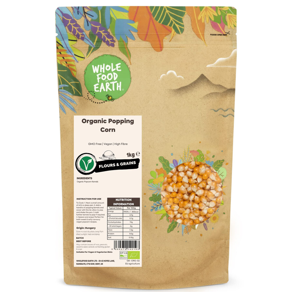 Wholefood Earth Organic Popping Corn – 1Kg