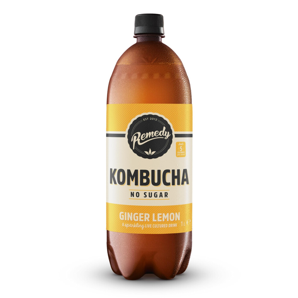 Remedy Kombucha Tea Ginger Lemon Sparkling Live Cultured Naturally Sugar