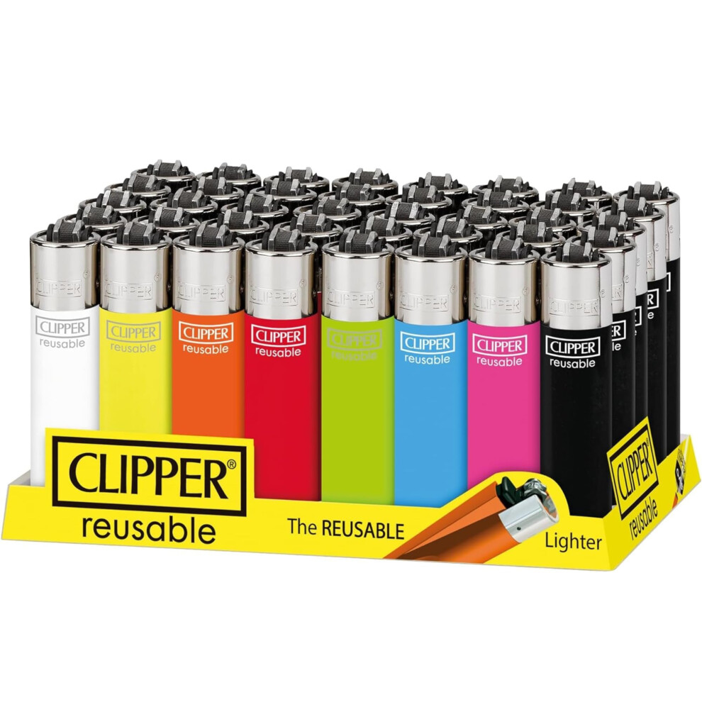 Towngifts Clipper Lighter Solid Colors Refillable With Refillable Flint Pack Of 10
