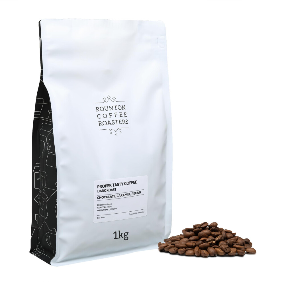 Rounton Coffee Roasters Proper Tasty Coffee Roast 1Kg Fresh 100 Ara Dark