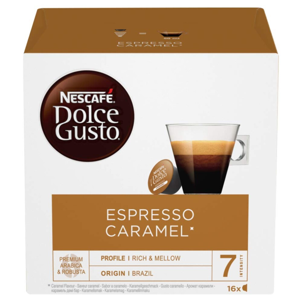 Nescafe Nescafé Dolce Gusto Espresso Caramel Coffee Pods 16 Capsules Pack Of 3 Tota