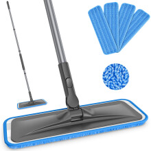 BPAWA Microfibre Mops for Cleaning Floors Flat Floor Mop with 4 Washable Pa