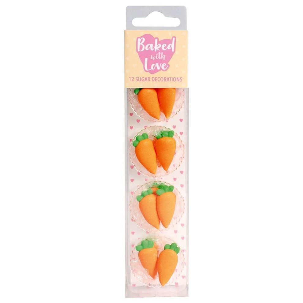 Baked With Love 12 Carrots Sugar Decorationsorange