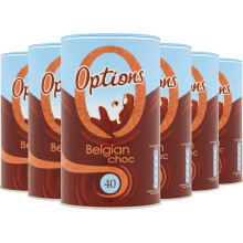 Options Belgian Chocolate Hot Chocolate Powder 825 g large tub Pack of 6