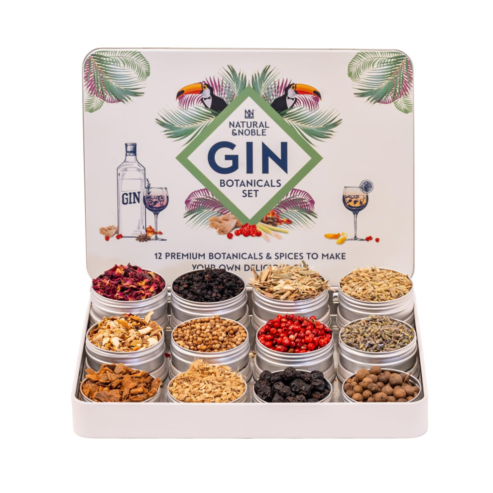 Natural & Noble Gin Botanicals And Infusions Gift Kit Set Of 12 Finest Botanicals And Spice