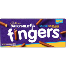 Cadbury Dairy Milk Salted Caramel Fingers Crunchy Biscuits Coated in Salted