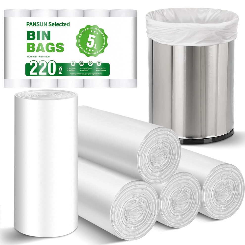 Pansun Selected 220 Counts Small Bin Bags5l Bin Liners42cm50cm Pedal Trash
