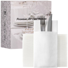 LEKOCH 100 PCS Airlaid Cutlery Napkins Pocket White Napkins with Builtin P