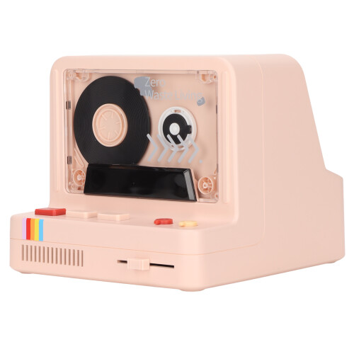 Vintage Pink Bluetooth Cassette Player with Multi Play and Light Effects 1