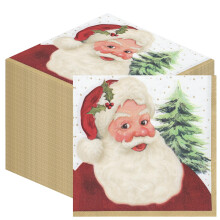 100 x Christmas Napkins PaperTraditional Santa Claus Disposable Xmas Servie