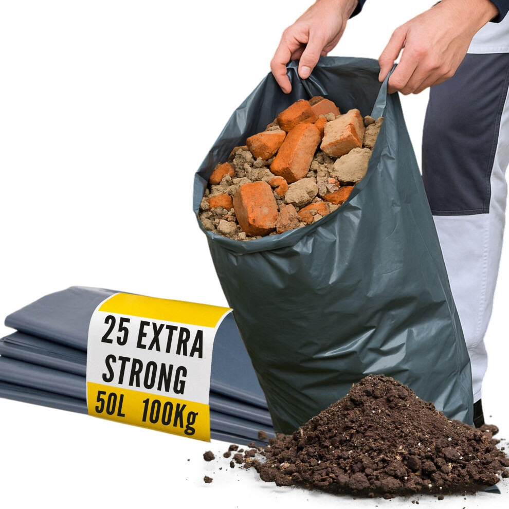 Calzette Heavy Duty Rubble Sacks 100Kg Load 25 Rubble Bags