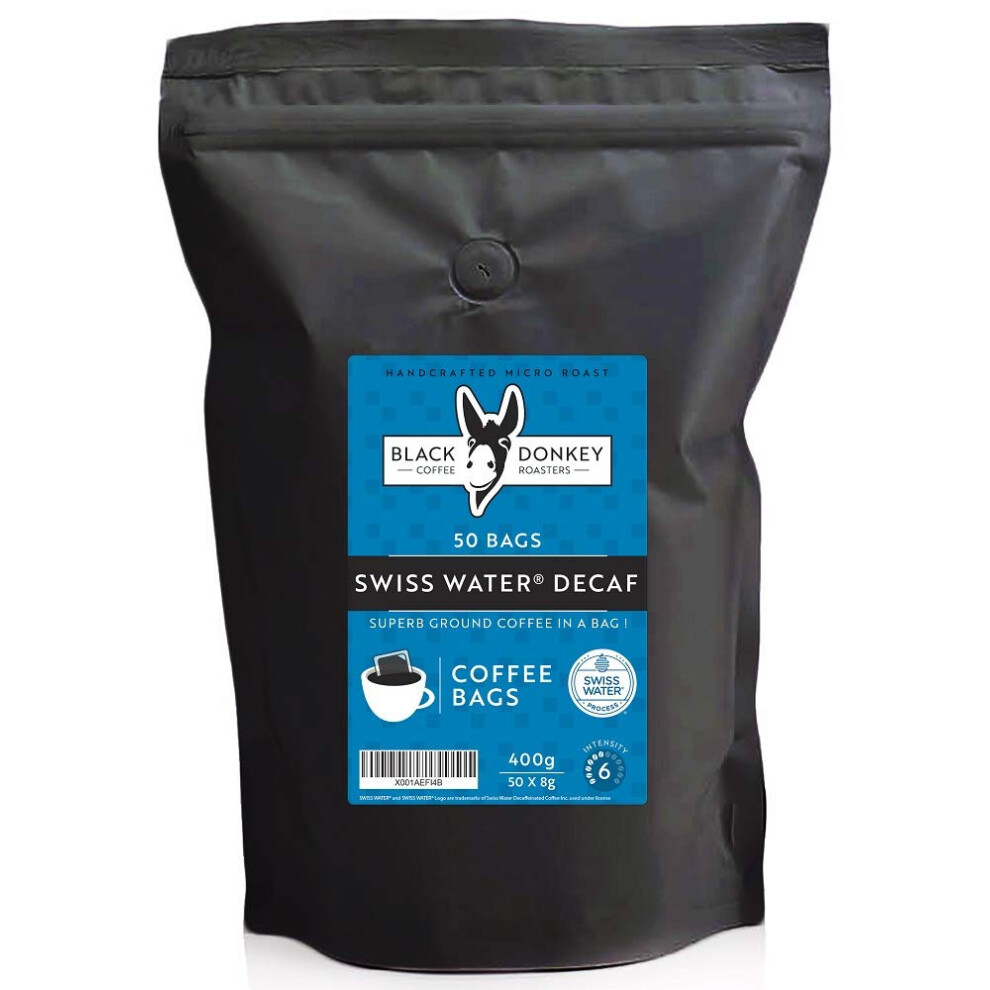 Donkey 50 Coffee Bags Swiss Water Decaf Black