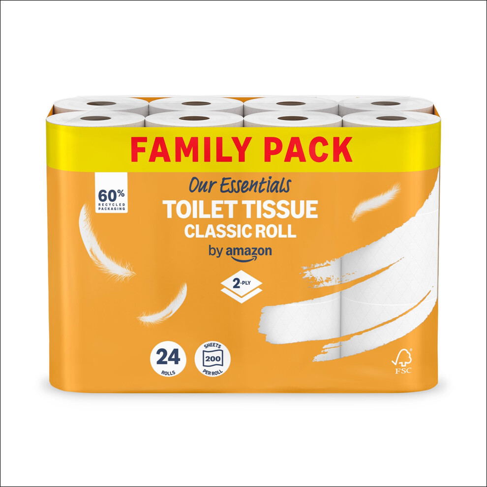 By Amazon Our Essentials Toilet Tissue Classic Roll 2Ply 24 Rolls 1 Pack Of