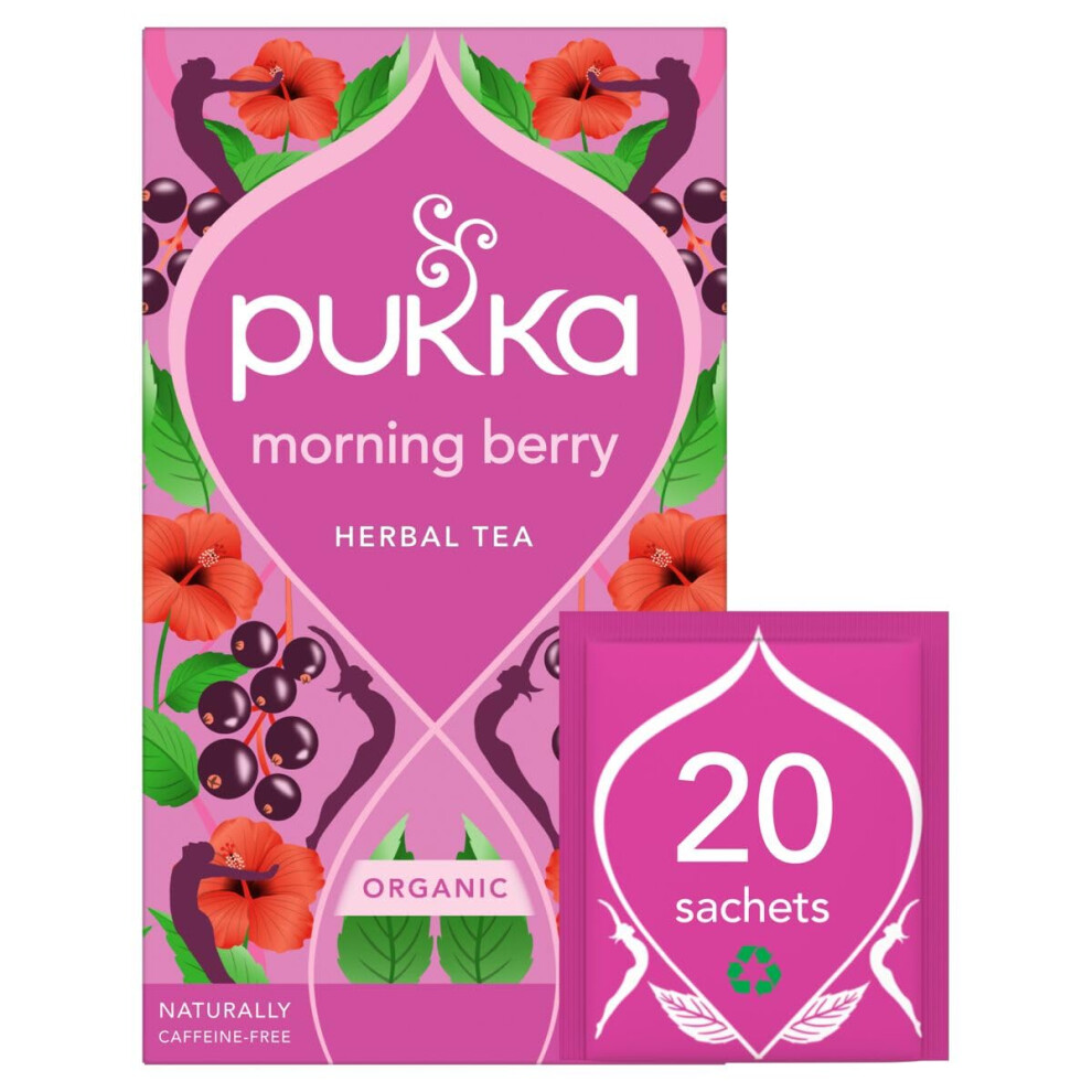 Pukka Herbs Morning Berry Organic Herbal Tea Box Infused With Blackcurran