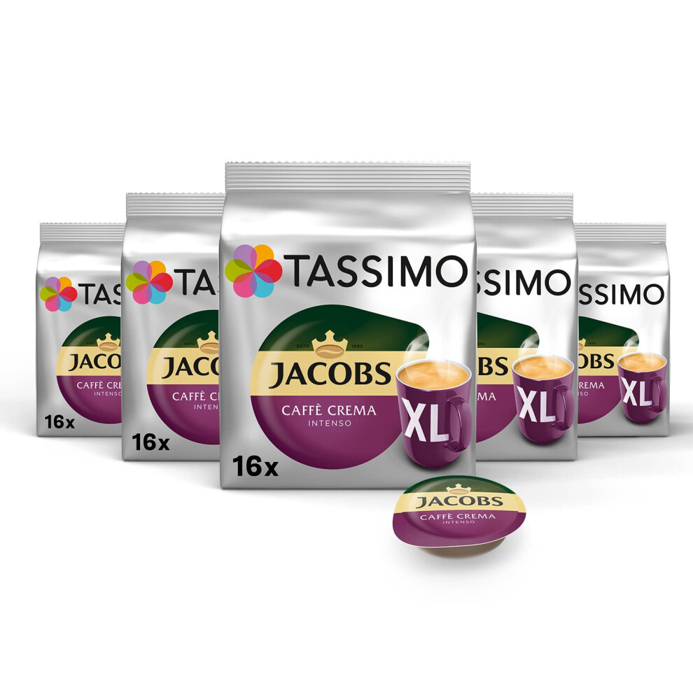 Tassimo Jacobs Caffè Crema Intenso Xl 80 Coffee Capsules Pack Of 5 5 X 16 D