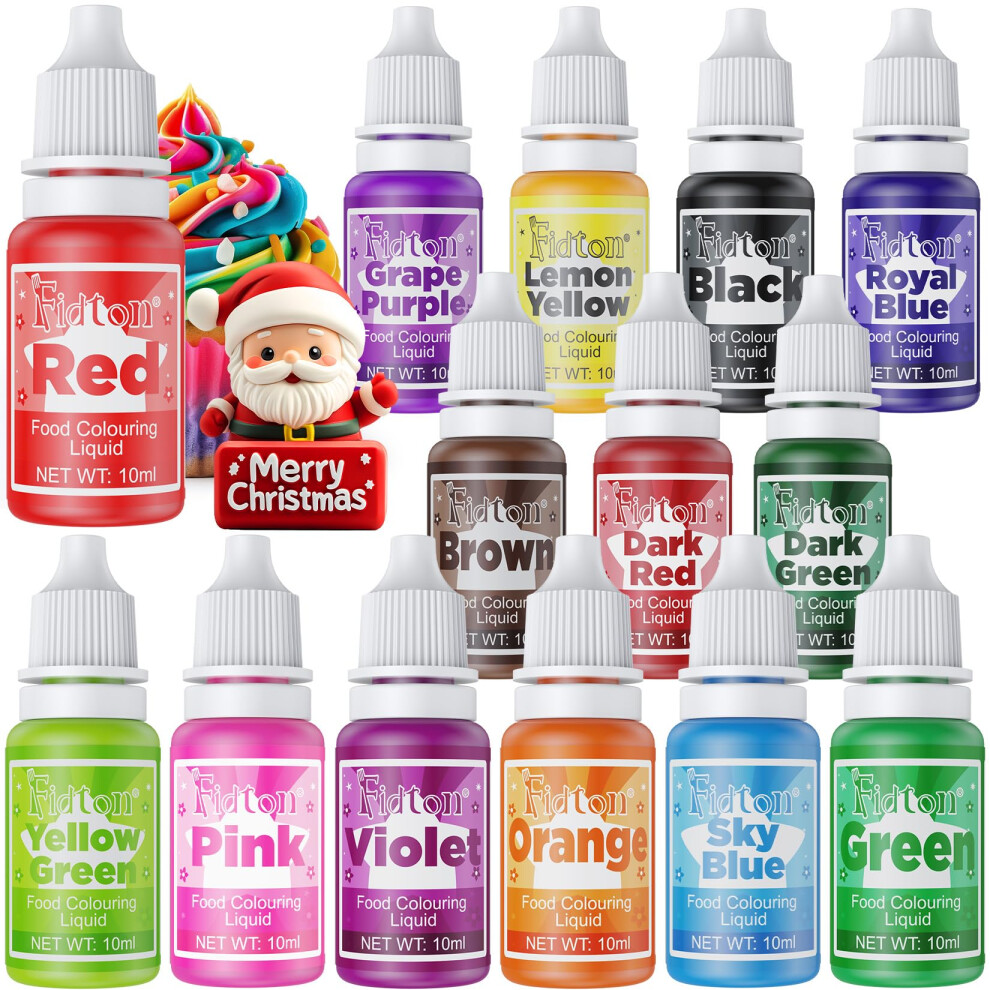 Fidton Food Colouring 14 Colours Highly Concentrated Food Dye Icing Colour