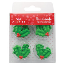 Culpitt Holly  Berry Sugar Pipings Edible Royal Icing Decorations Festive C