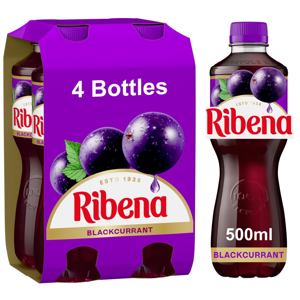 Ribena Blackcurrant Juice Drink 500Ml Multipack Of 4 Real Fruit Rich In