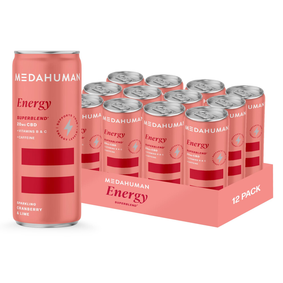 Medahuman Cbd Drink 20Mg Energy Cranberry Lime With Natural Caffeine Ginse