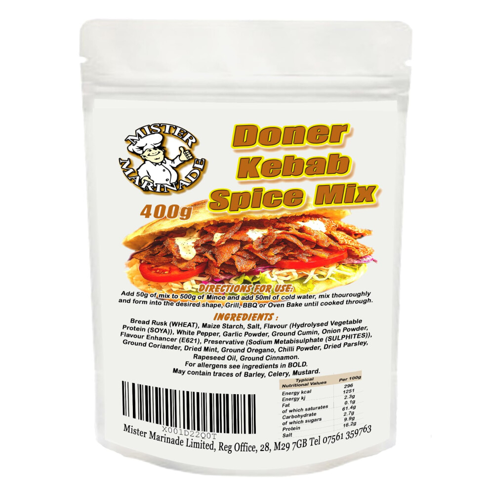 Mister Marinade Fakeaway Night In Doner Kebab Seasoning Spice Mix 400G