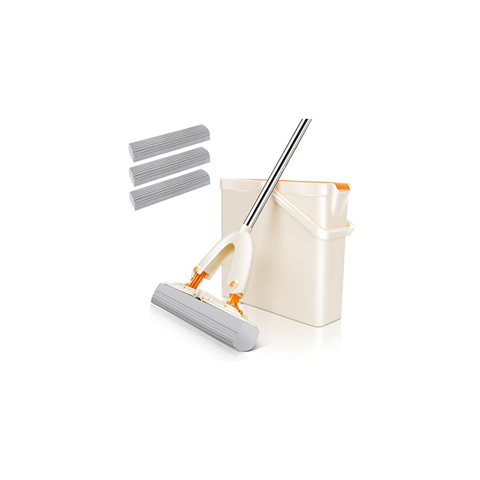 Mastertop Pva Sponge Mop And Bucket Set Floor Mop With Self Cleaning Wring