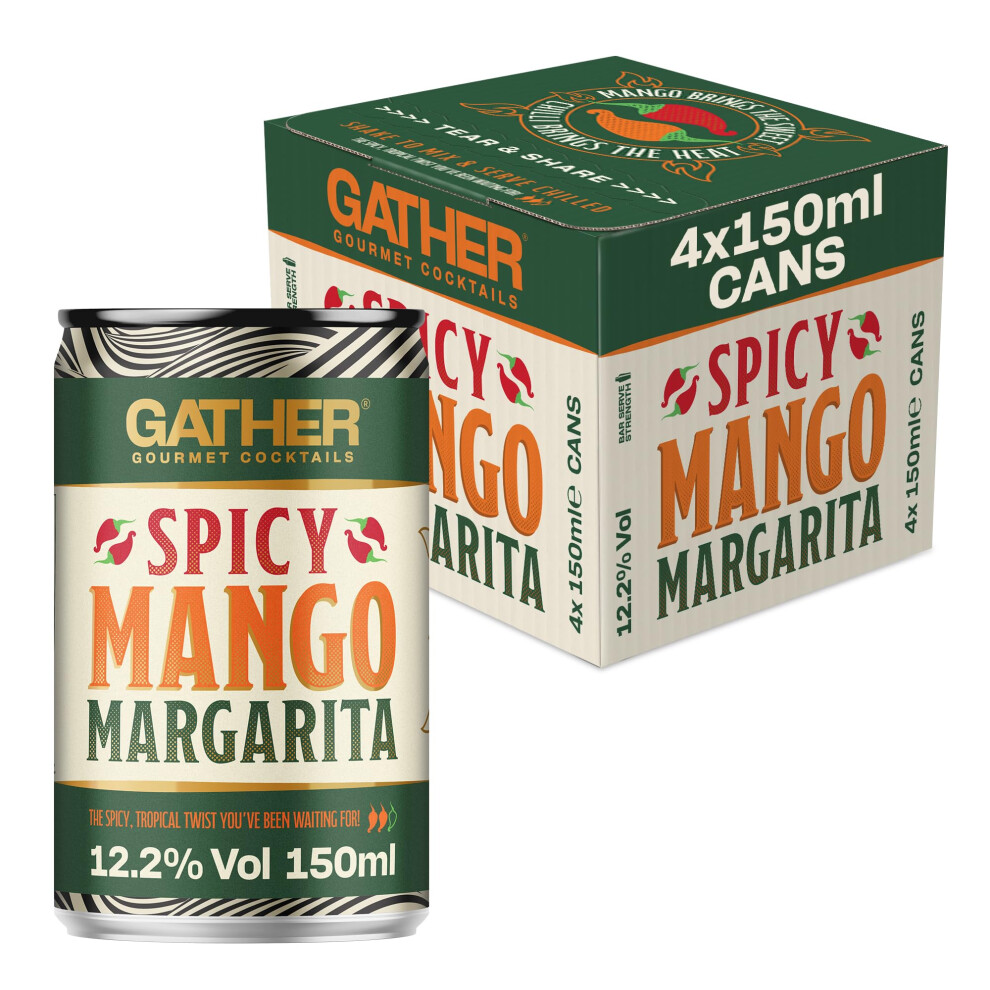 Gather Cocktails Gather Spicy Mango Margarita 4X150ml Canned Cocktails Alphonso Mangoes Sp