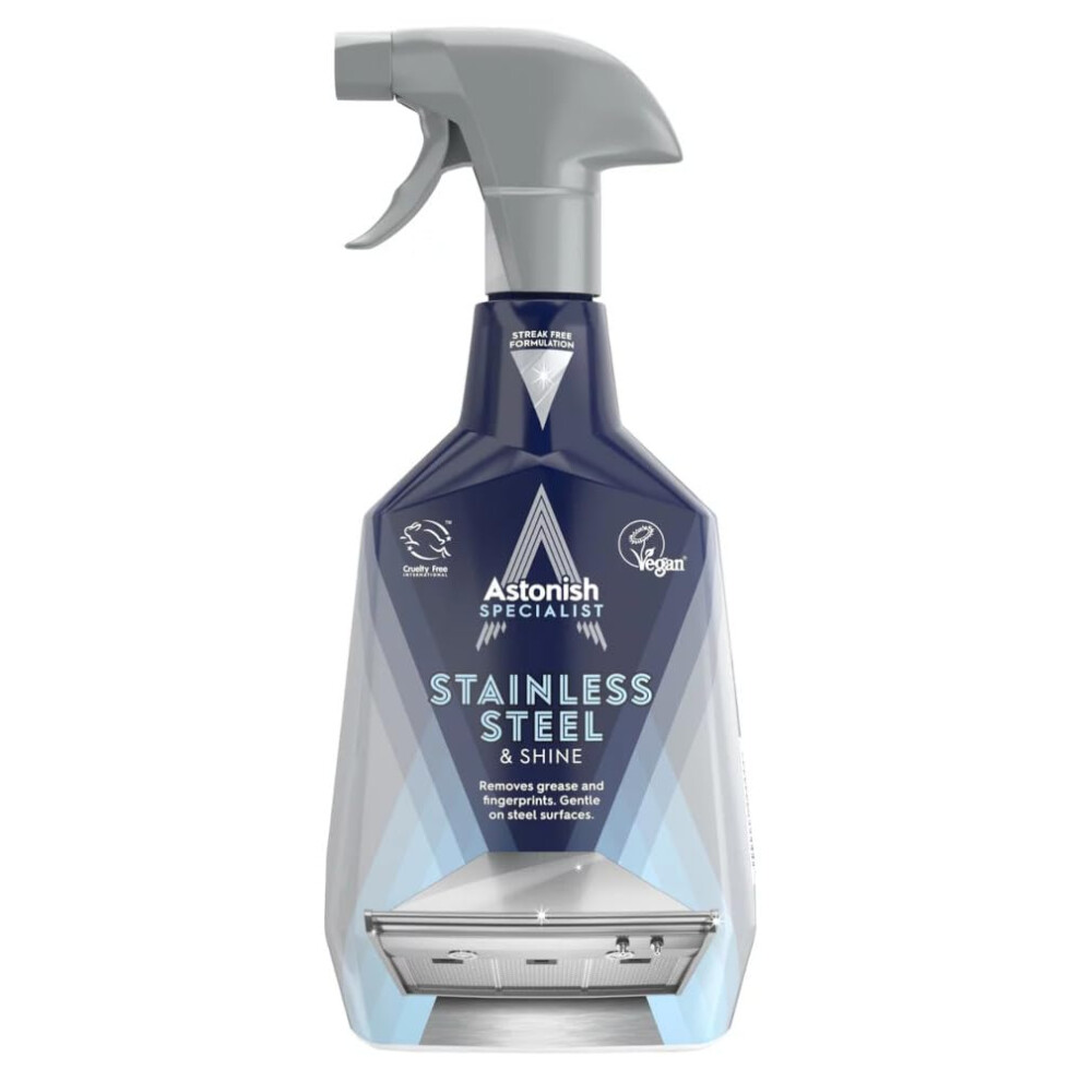 Astonish Specialist Stainless Steel And Shine Spray, For Polished Surfaces, Clear Waters, 750Ml