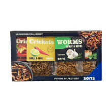 SENS Edible Insect Mix Party Snack Roasted Crickets and Mealworms Crispy Sn