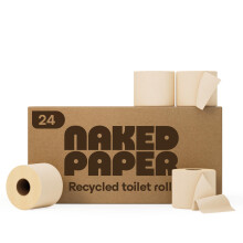 Naked Paper Unbleached Recycled Toilet Roll  24 Rolls Sustainable Bulk Toil
