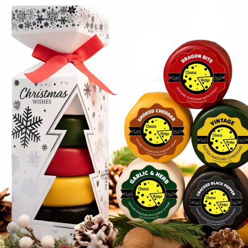 Christmas Cheese Selection Gift  Christmas Tree Cracker with 5 Cheddar Truc