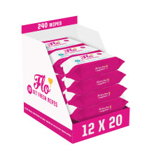 Flo Get Fresh Wipes 20 Count Pack of 12 pH Balanced Feminine Wipes Super