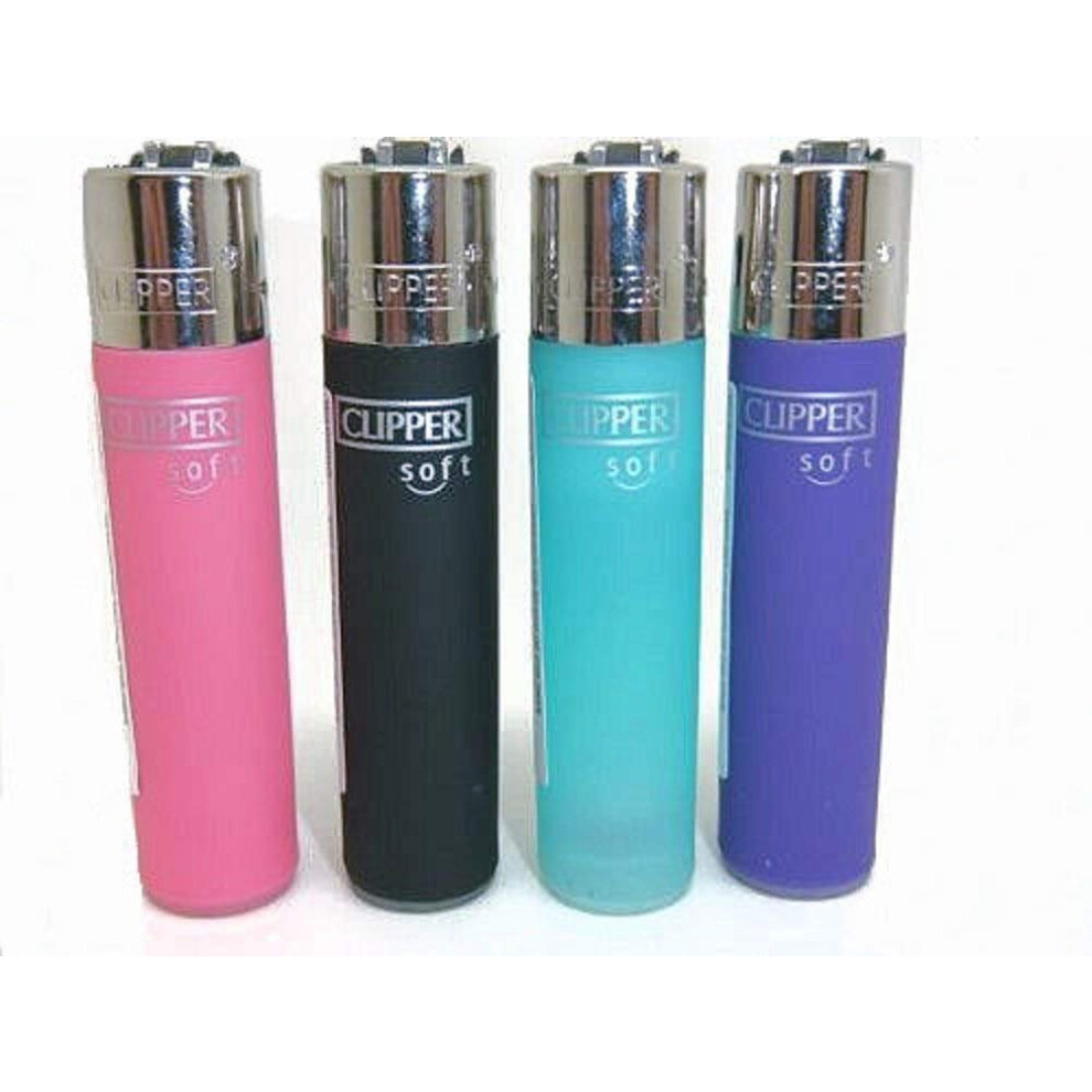 4 X Clipper Soft Touch Lighters Gas Refillable Flint Lighter Genuine Clipp