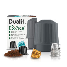 Dualit EcoPress Aluminium Coffee Capsule Recycling Tool Nespresso Compatible Recycler - Premium Eco Friendly Tool Nespresso Capsules & Coffee Grounds